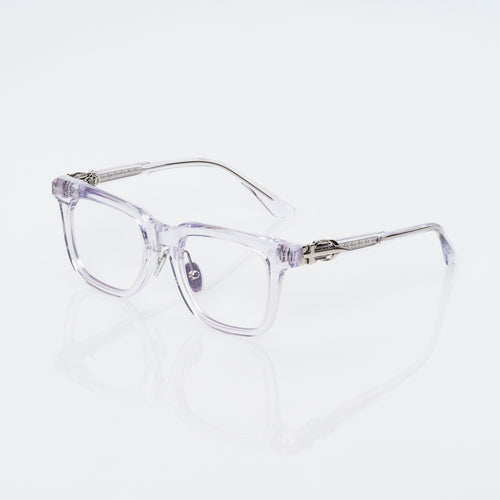 Lunettes Carré — Acétate Cristal & Détail Argenté