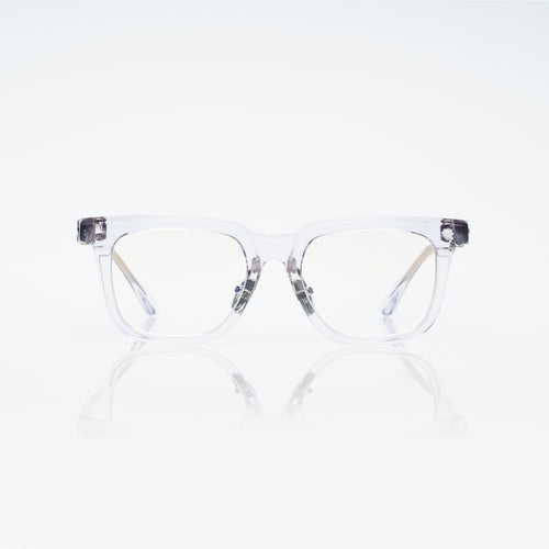 Lunettes Carré — Acétate Cristal & Détail Argenté