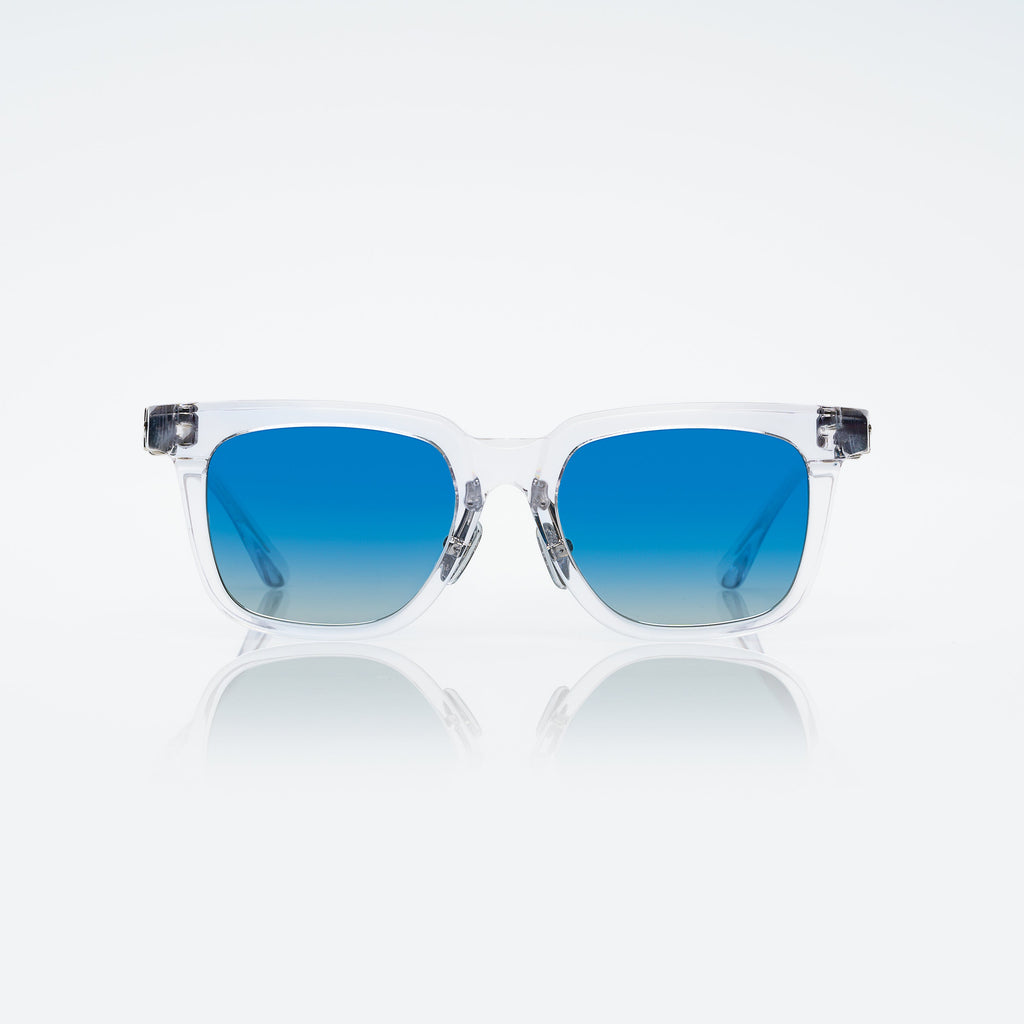 Lunettes Carré — Acétate Cristal & Détail Argenté