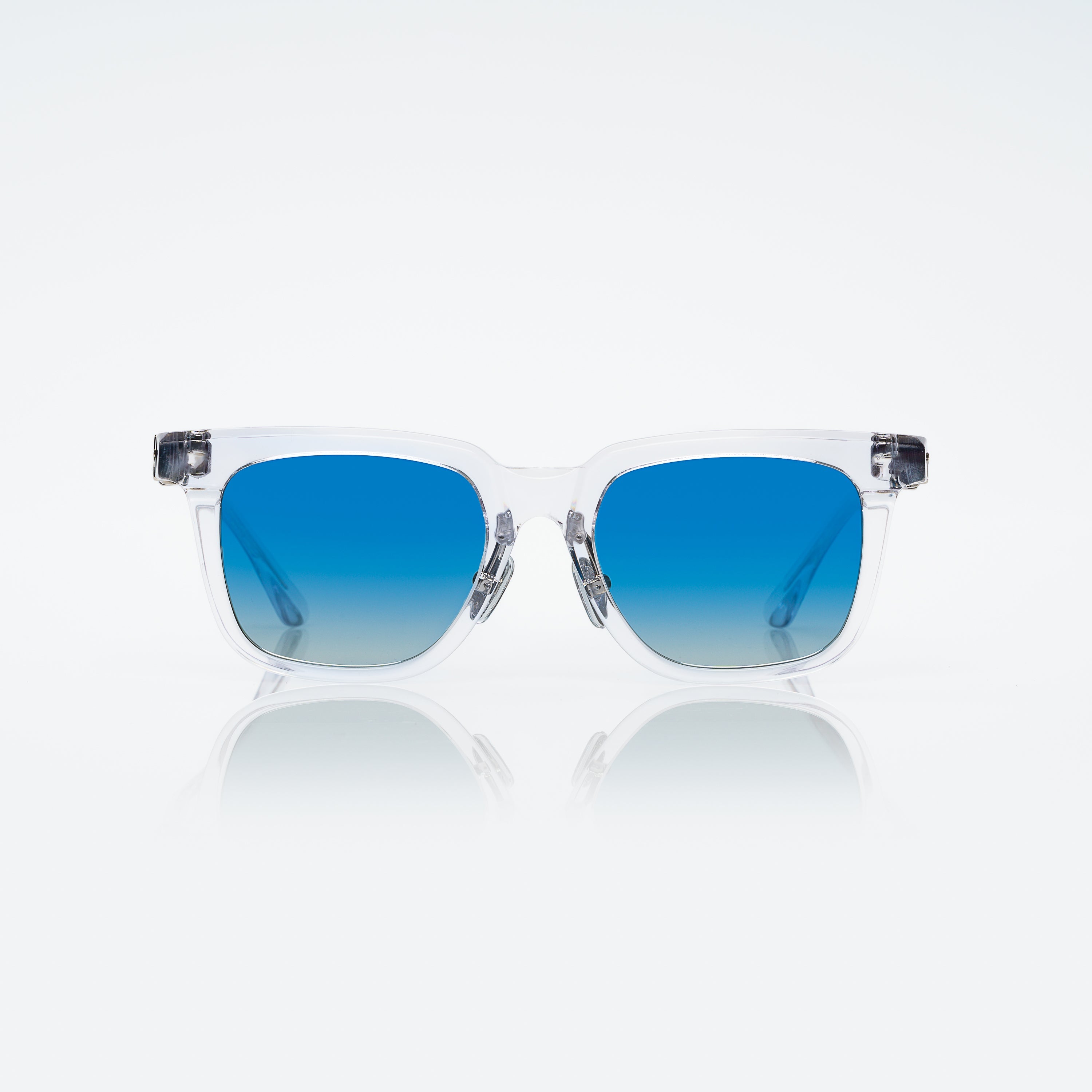 Lunettes Carré — Acétate Cristal & Détail Argenté