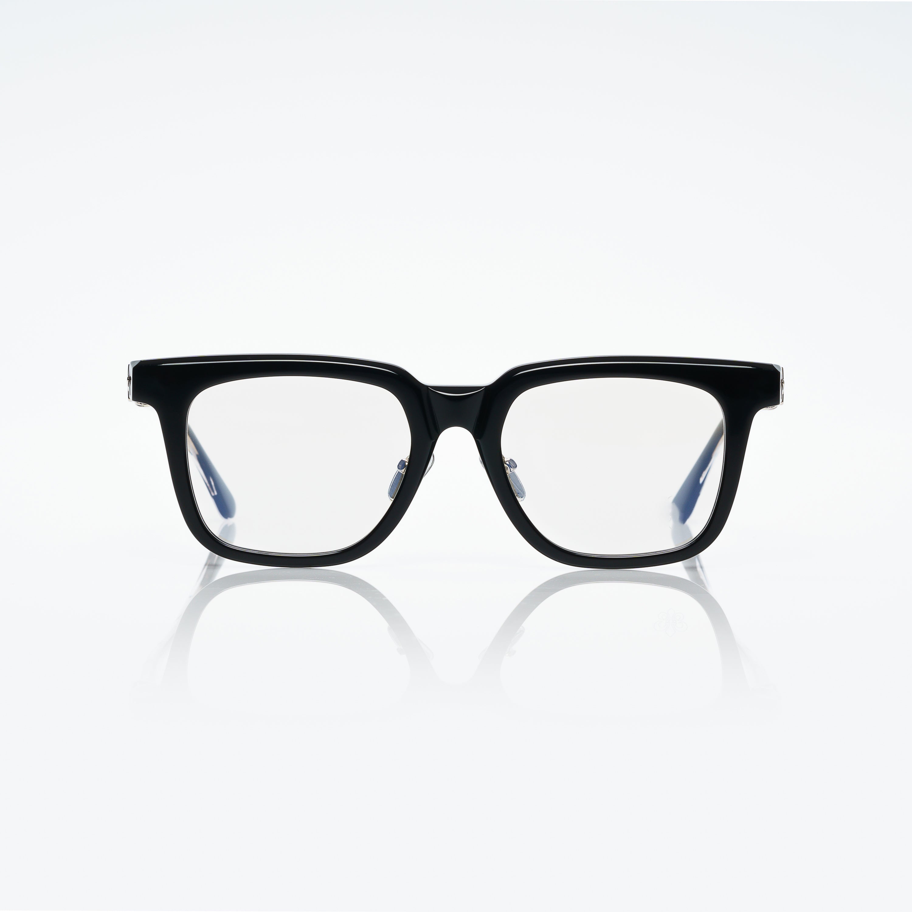 Lunettes Carré — Acétate Cristal & Détail Argenté