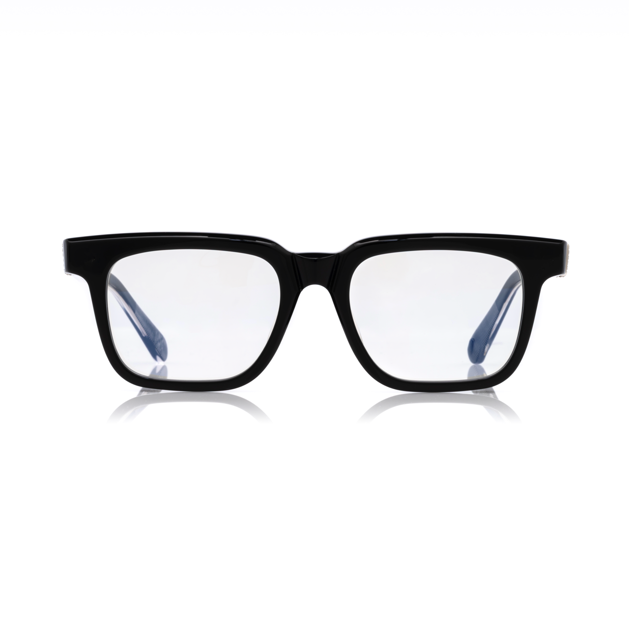 Lunettes Carré — Acétate Noir & Détail Argent