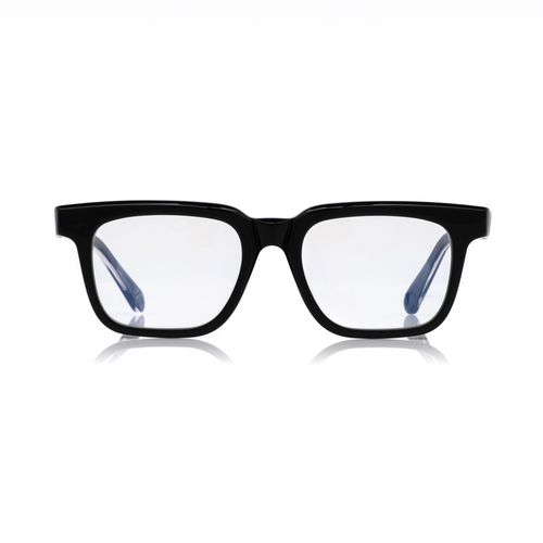 Lunettes Carré — Acétate Noir & Détail Argent