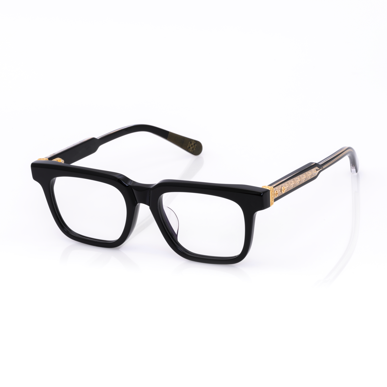 Lunettes Carré — Acétate Noir & Détail Argent