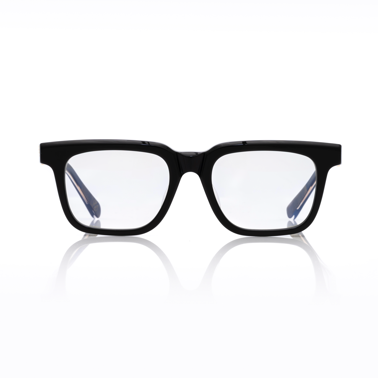 Lunettes Carré — Acétate Noir & Détail Argent