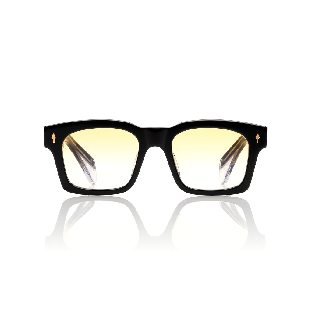 Lunettes Carré — Acétate Noir & Verres Miel