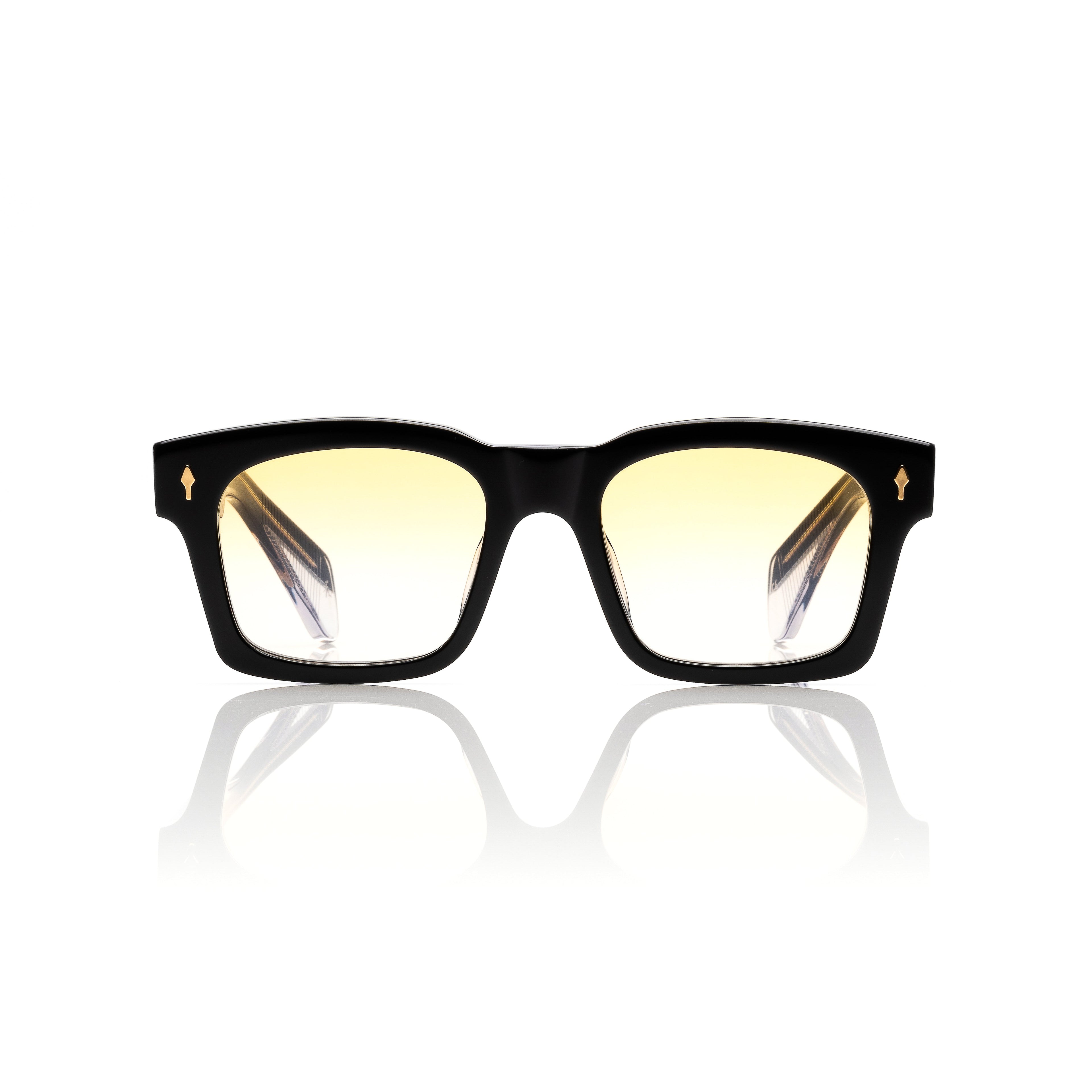 Lunettes Carré — Acétate Noir & Verres Miel