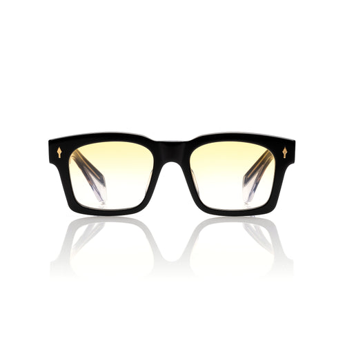 Lunettes Carré — Acétate Noir & Verres Miel