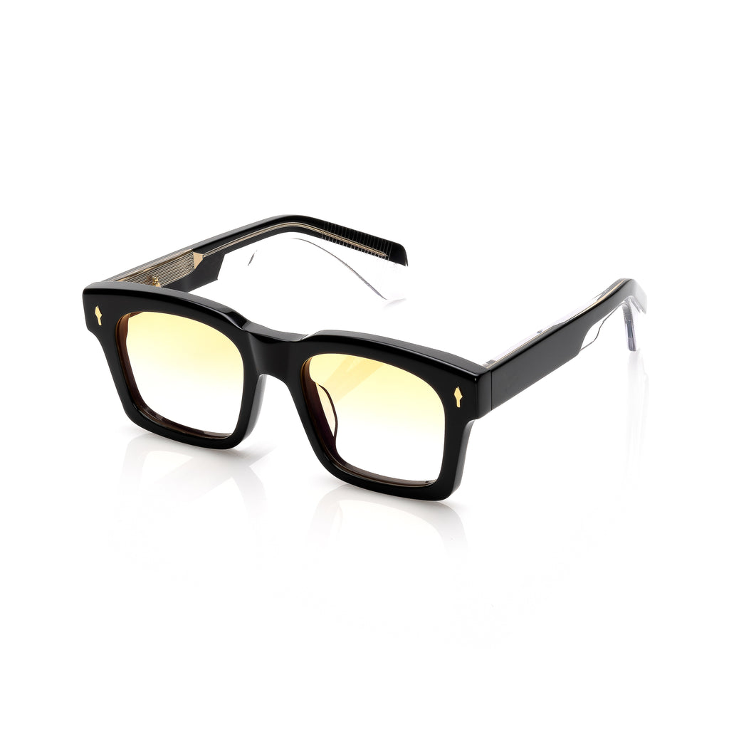 Lunettes Carré — Acétate Noir & Verres Miel
