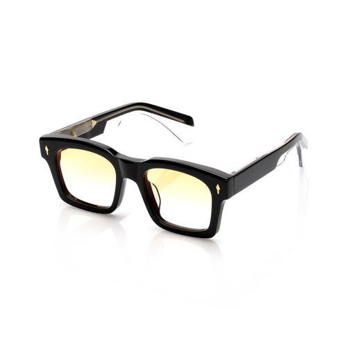 Lunettes Carré — Acétate Noir & Verres Miel