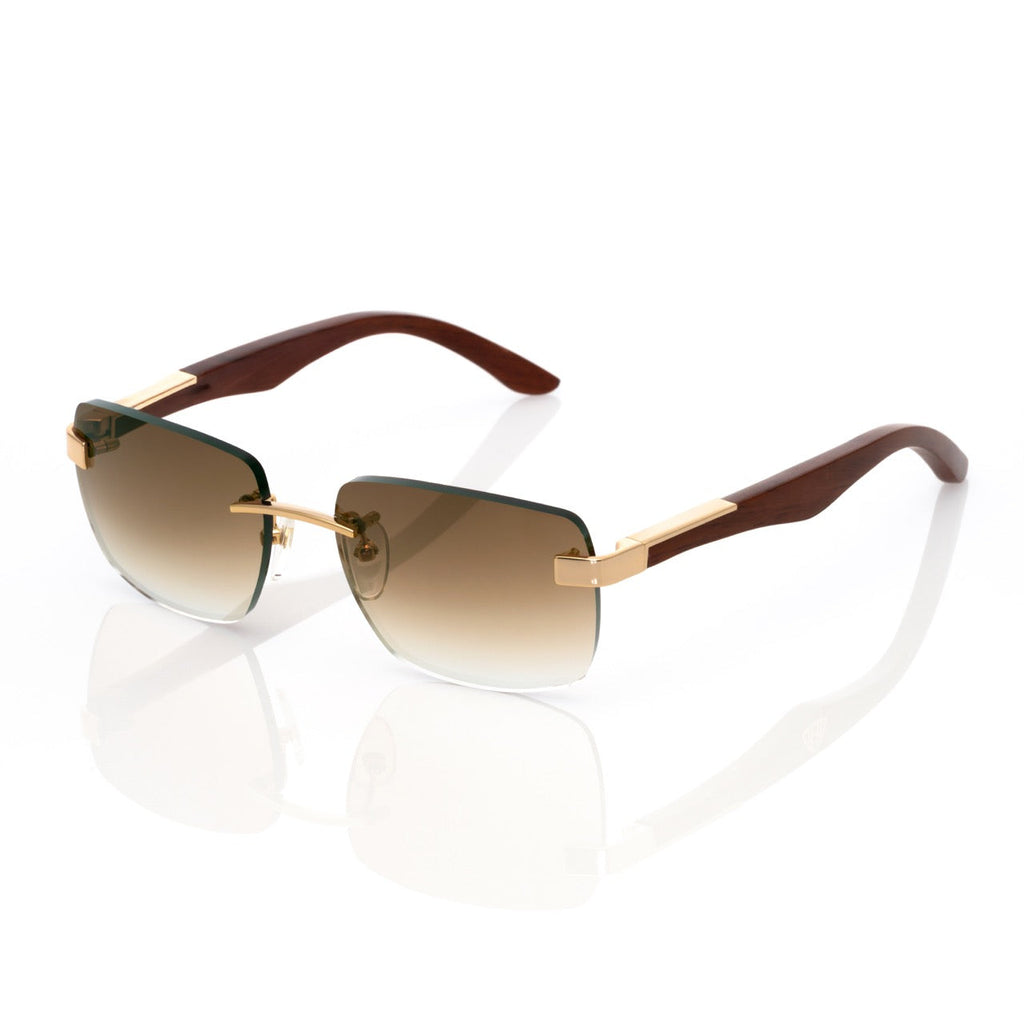 Lunettes Carré — Bois Bordeaux & Or