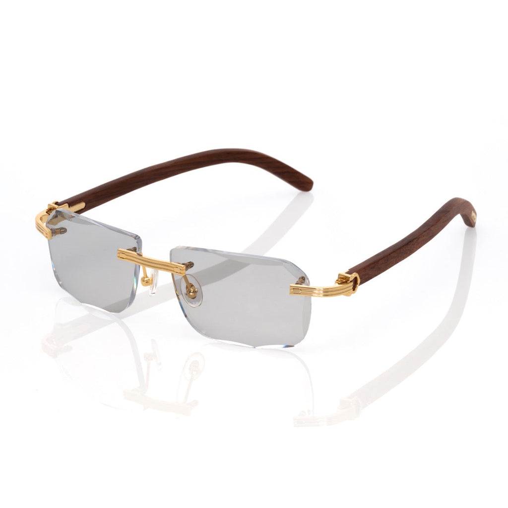 Lunettes Carré — Bois Noyer & Or