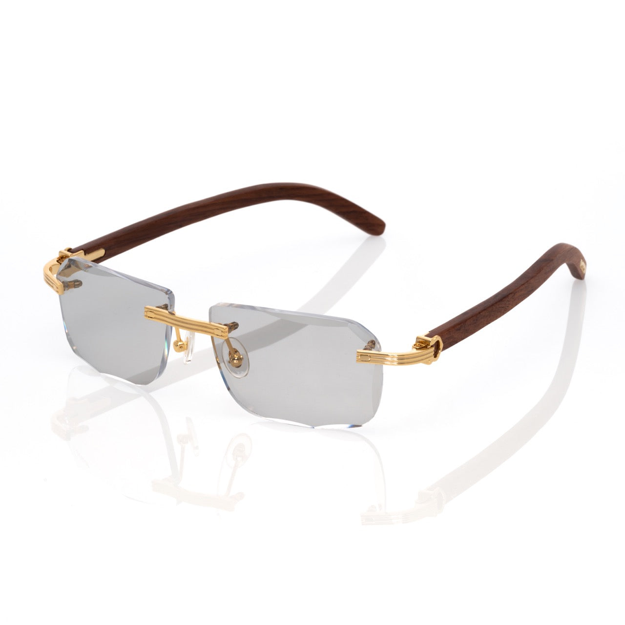 Lunettes Carré — Bois Noyer & Or