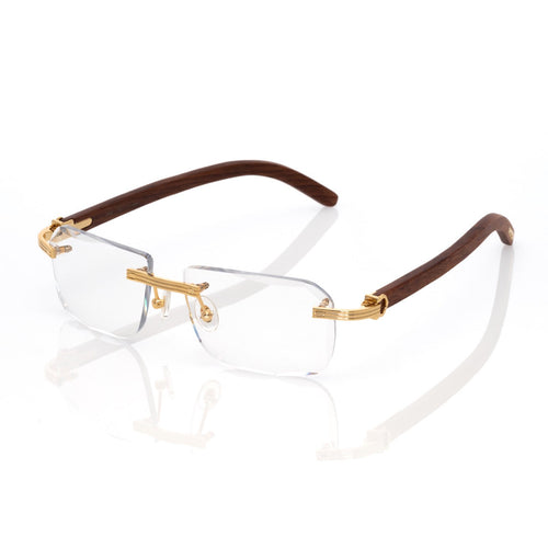 Lunettes Carré — Bois Noyer & Or