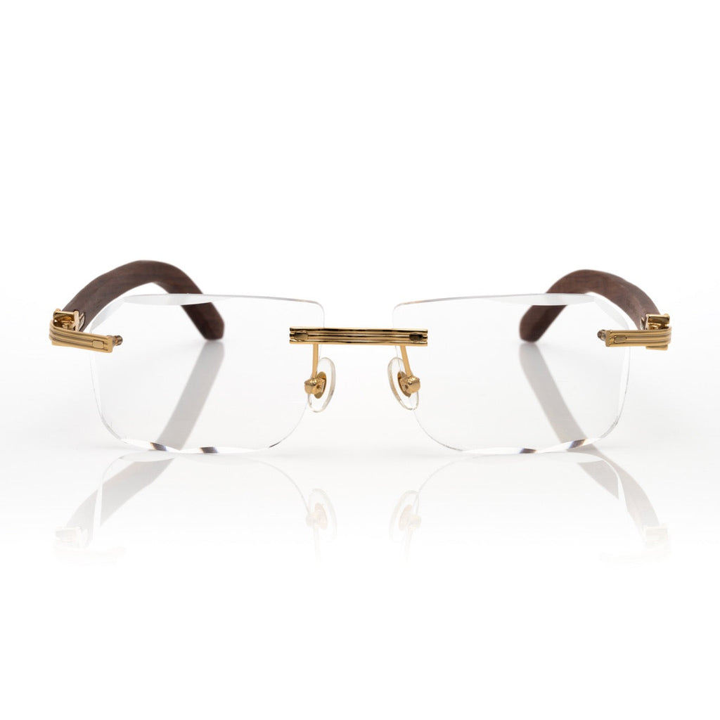 Lunettes Carré — Bois Noyer & Or