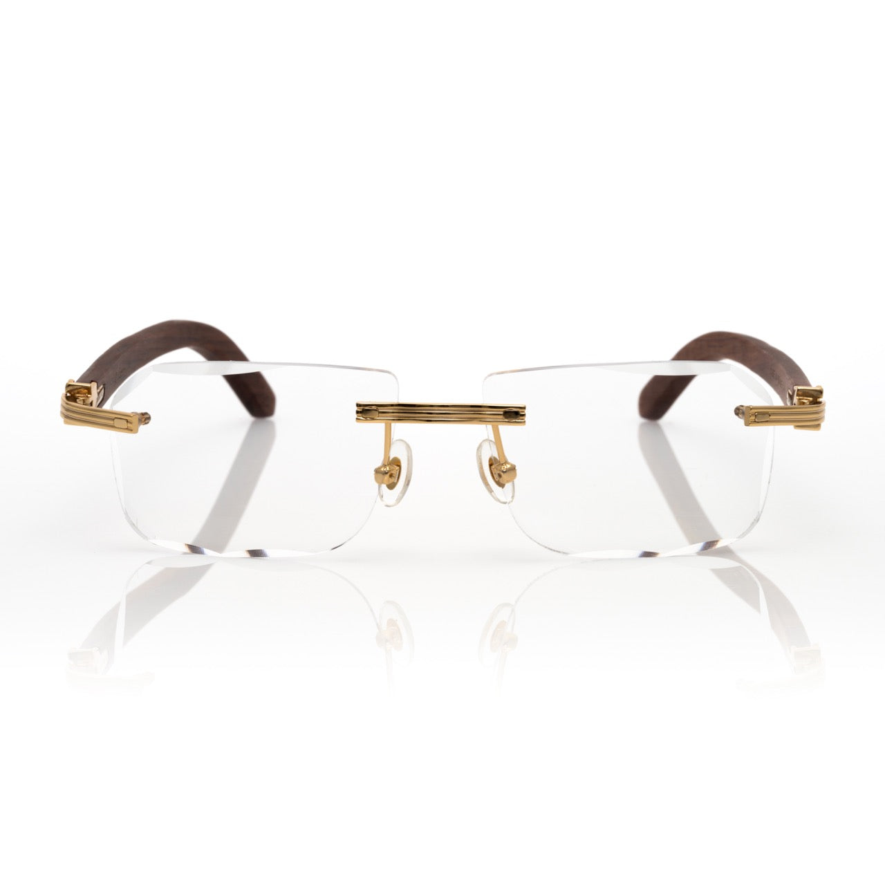 Lunettes Carré — Bois Noyer & Or