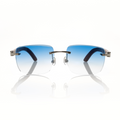 Lunettes Carré — Métal Argenté & Bleu Océan