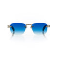 Lunettes Carré — Métal Argenté & Verres Bleus
