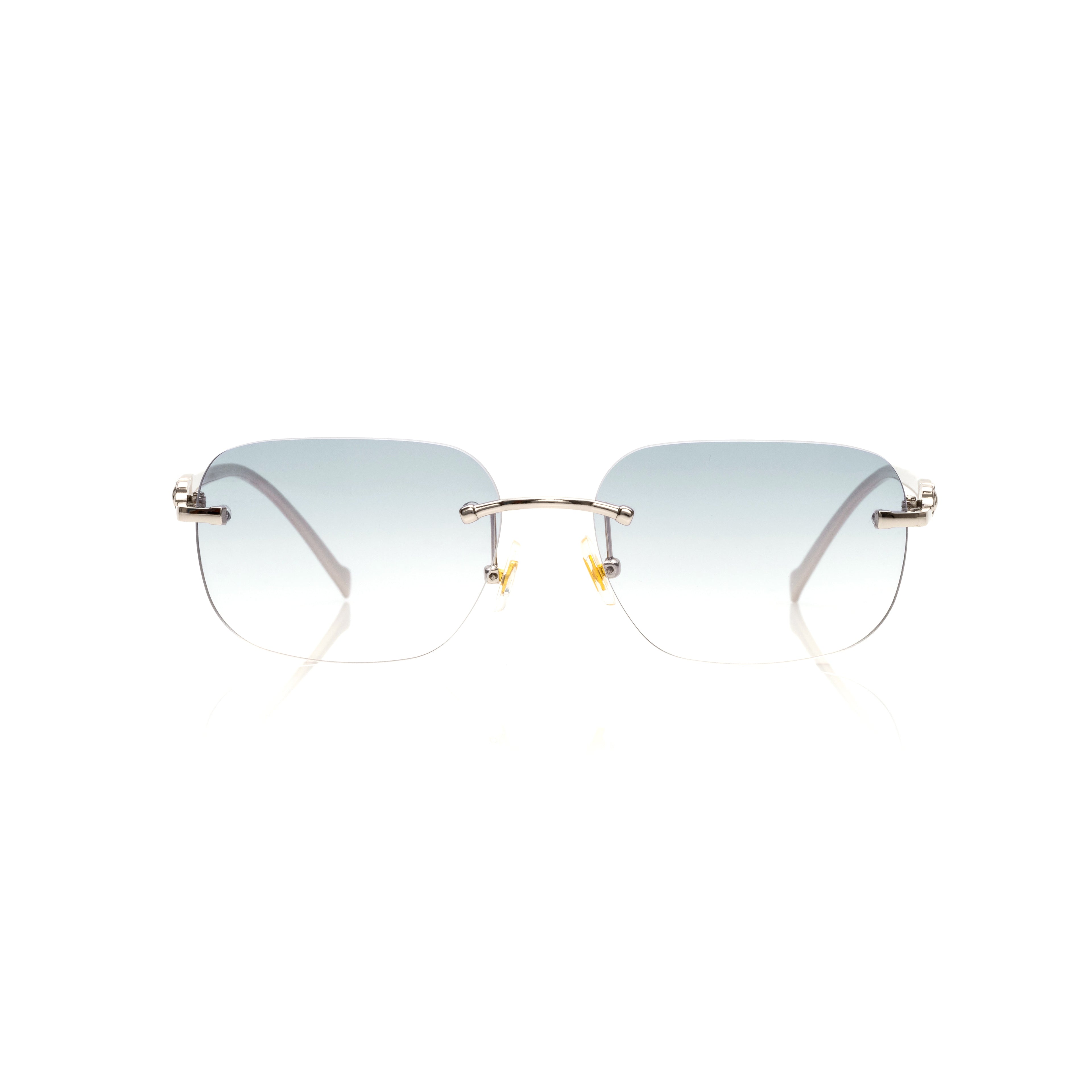 Lunettes Carré — Métal Argenté & Verres Bleutés