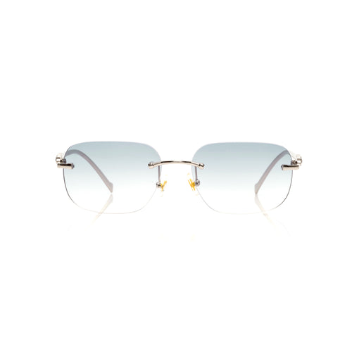 Lunettes Carré — Métal Argenté & Verres Bleutés