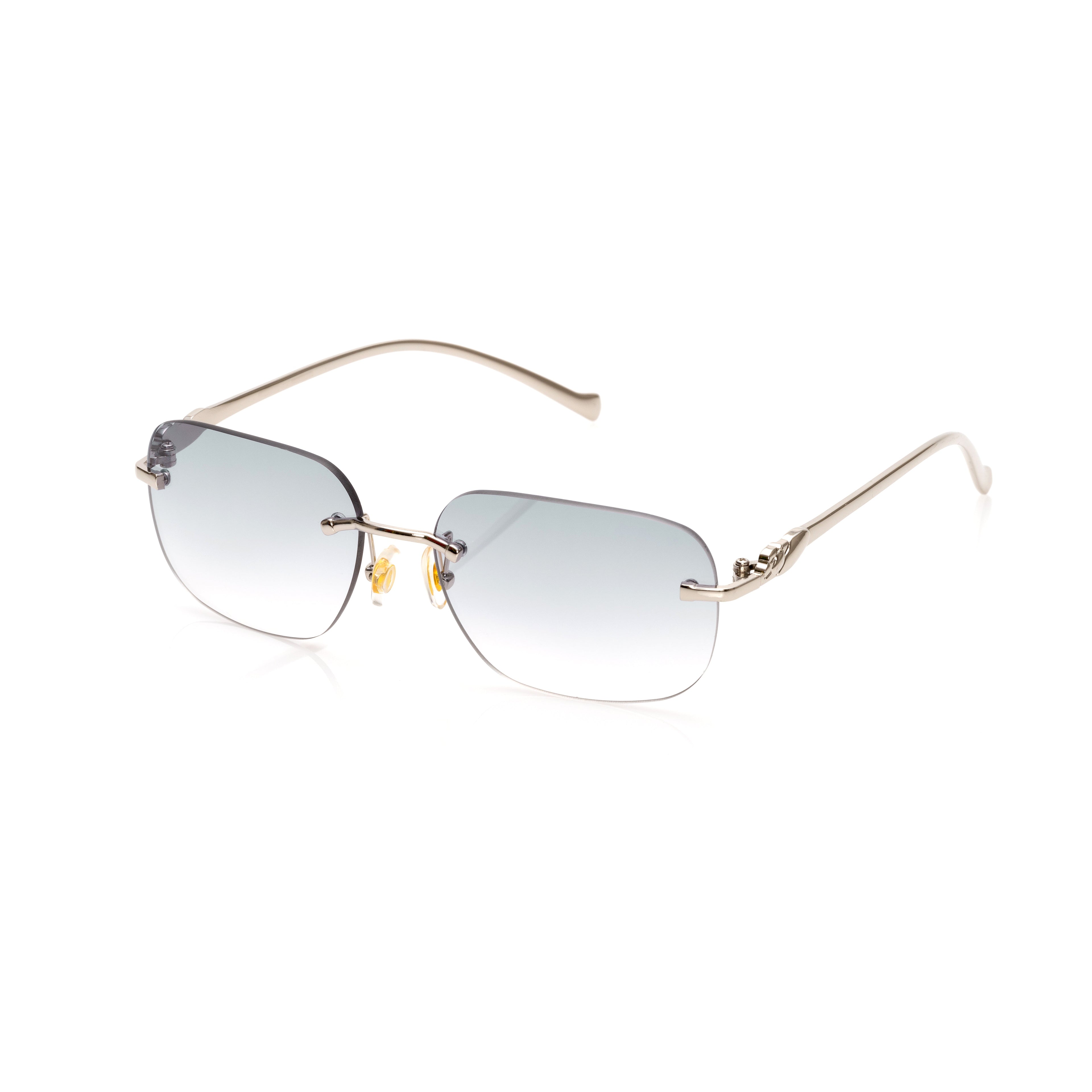 Lunettes Carré — Métal Argenté & Verres Bleutés