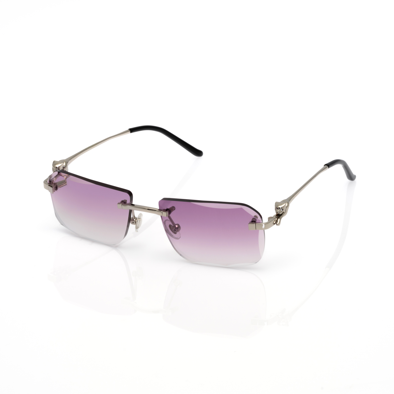 Lunettes Carré — Métal Argenté & Verres Parme