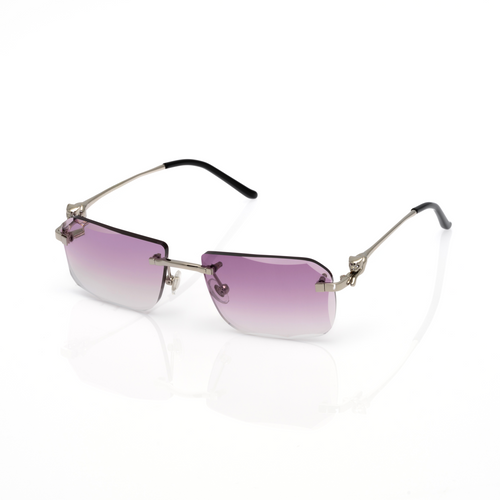 Lunettes Carré — Métal Argenté & Verres Parme