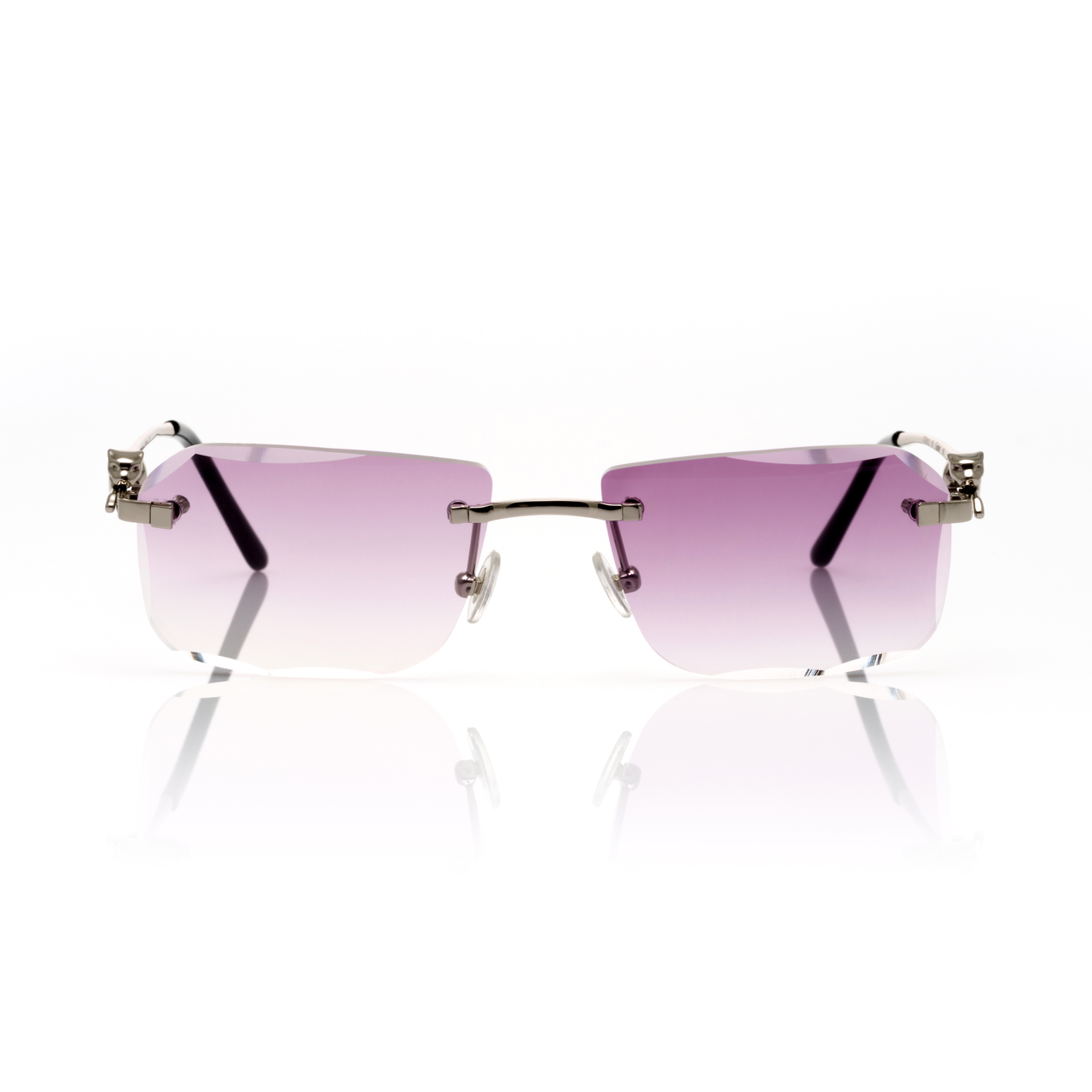 Lunettes Carré — Métal Argenté & Verres Parme