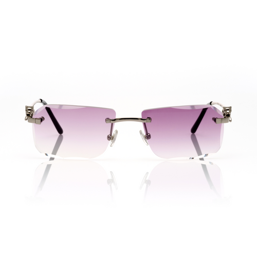 Lunettes Carré — Métal Argenté & Verres Parme