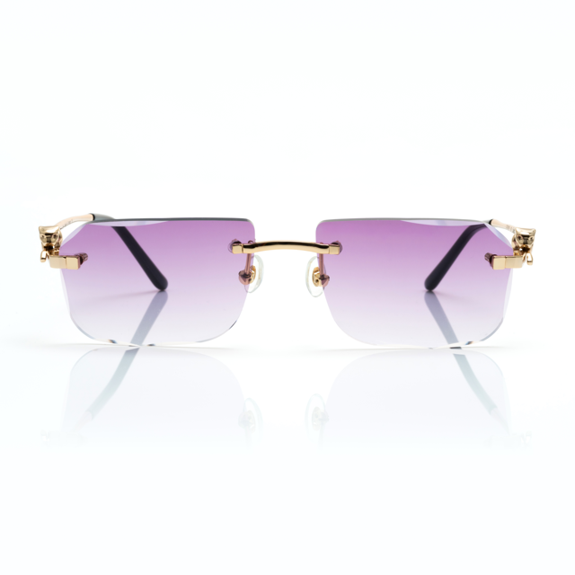 Lunettes Carré — Métal Argenté & Verres Parme