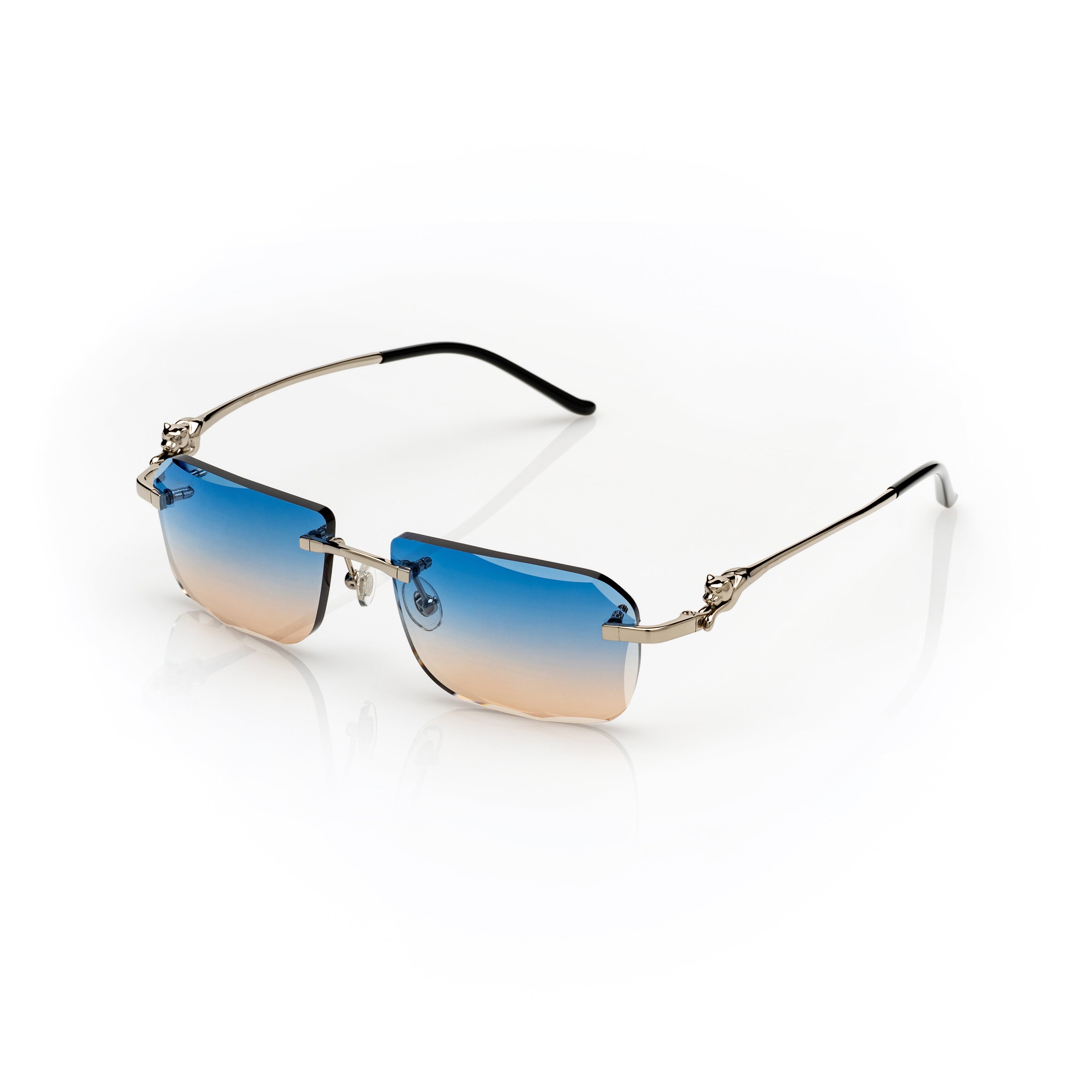 Lunettes Carré — Métal Argenté & Verres Parme
