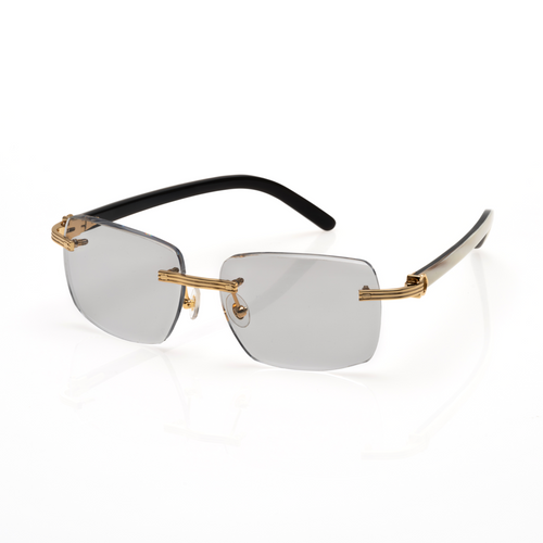 Lunettes Carré — Métal Doré & Branches Noires