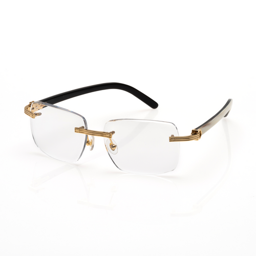 Lunettes Carré — Métal Doré & Branches Noires