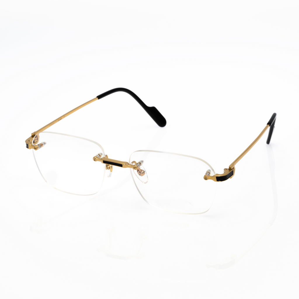 Lunettes Carré — Métal Doré & Embouts Noir