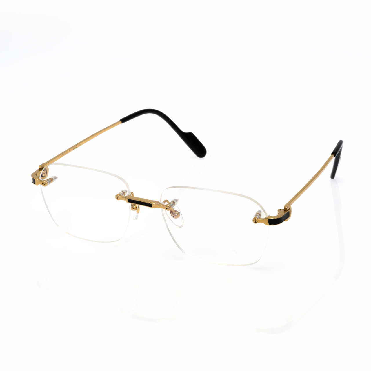 Lunettes Carré — Métal Doré & Embouts Noir