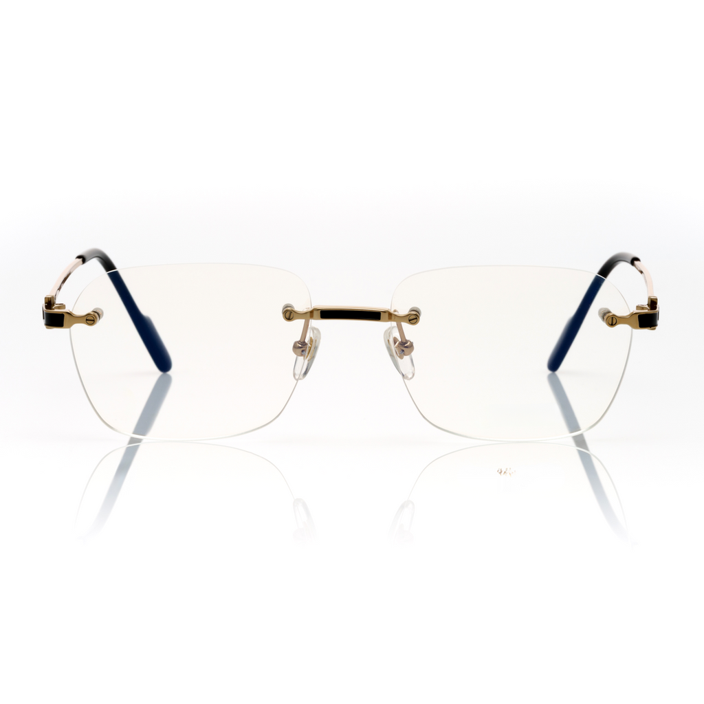 Lunettes Carré — Métal Doré & Embouts Noir