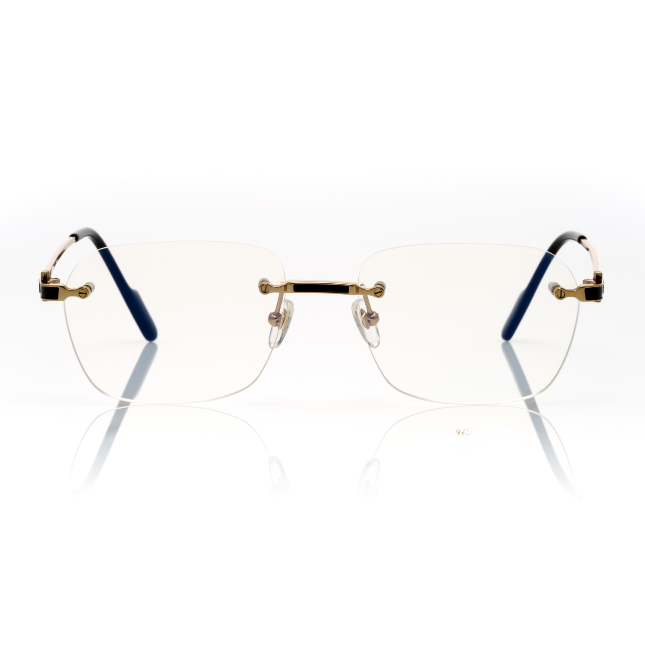 Lunettes Carré — Métal Doré & Embouts Noir