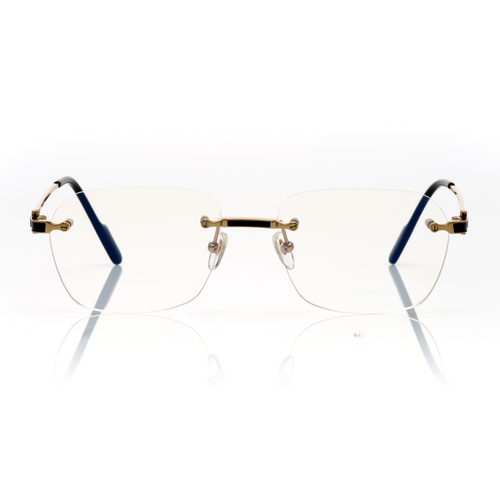 Lunettes Carré — Métal Doré & Embouts Noir