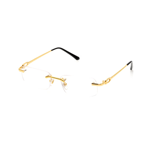 Lunettes Carré — Métal Doré Poli Sans Cerclage