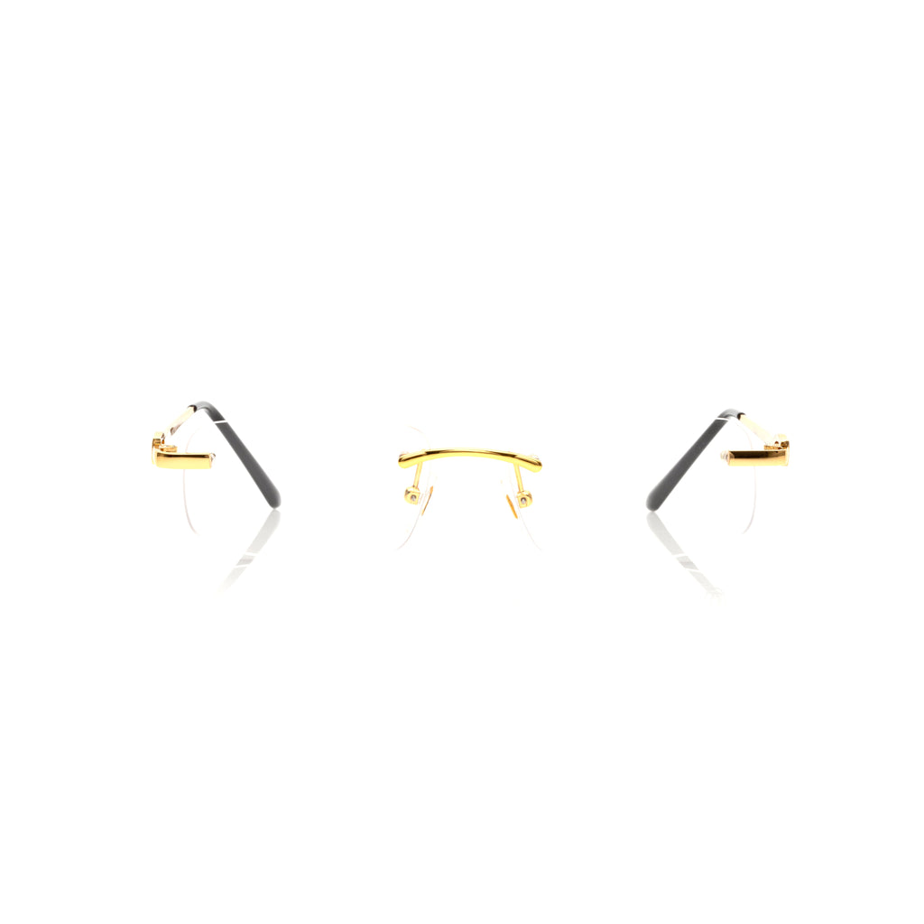 Lunettes Carré — Métal Doré Poli Sans Cerclage
