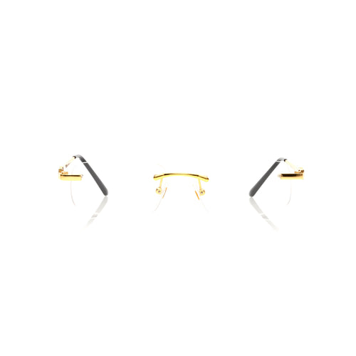 Lunettes Carré — Métal Doré Poli Sans Cerclage