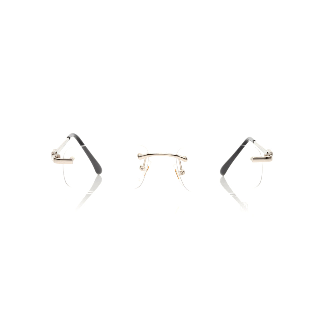 Lunettes Carré — Métal Doré Poli Sans Cerclage
