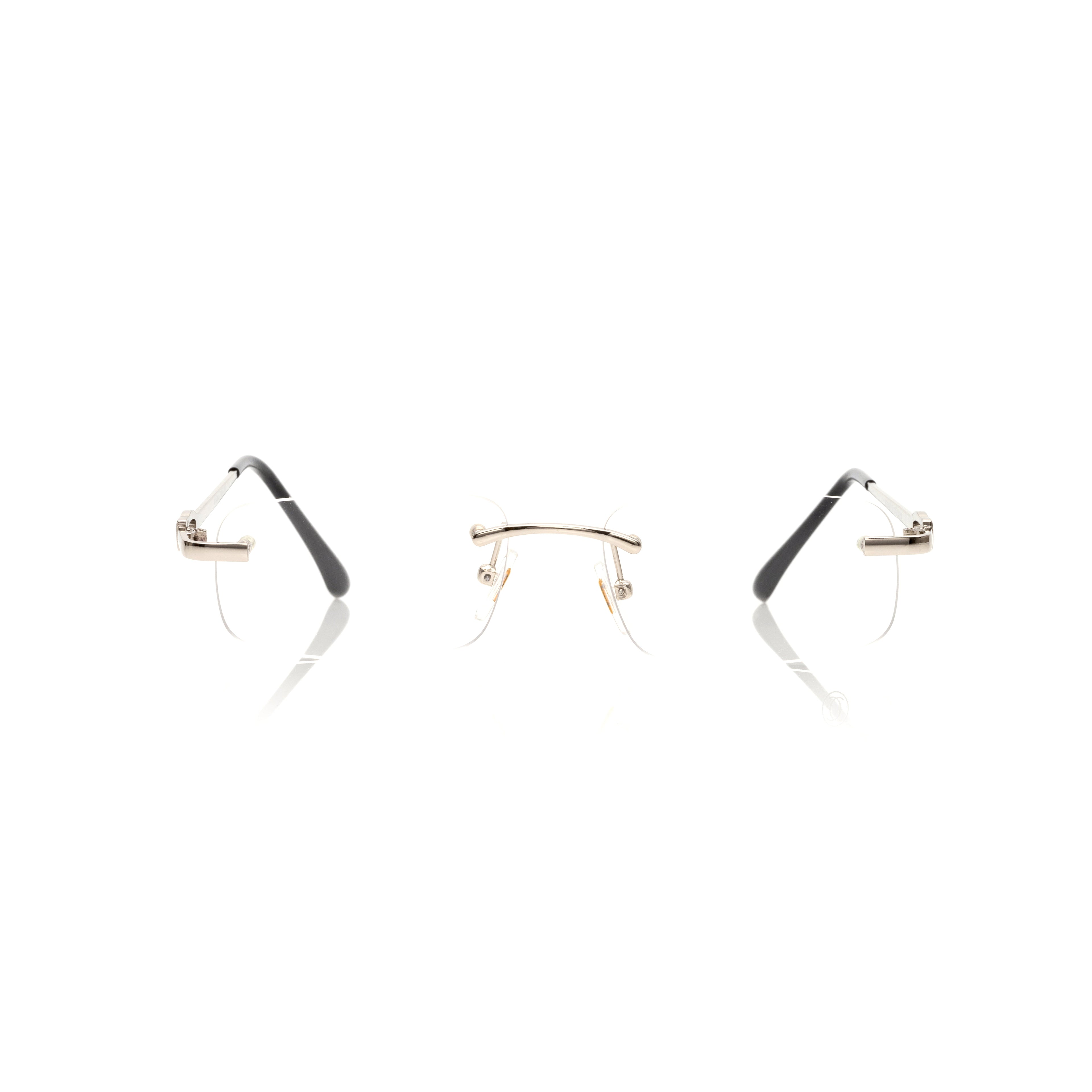 Lunettes Carré — Métal Doré Poli Sans Cerclage