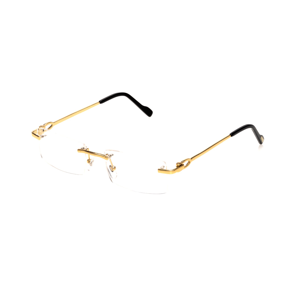 Lunettes Carré — Métal Doré Poli Sans Cerclage