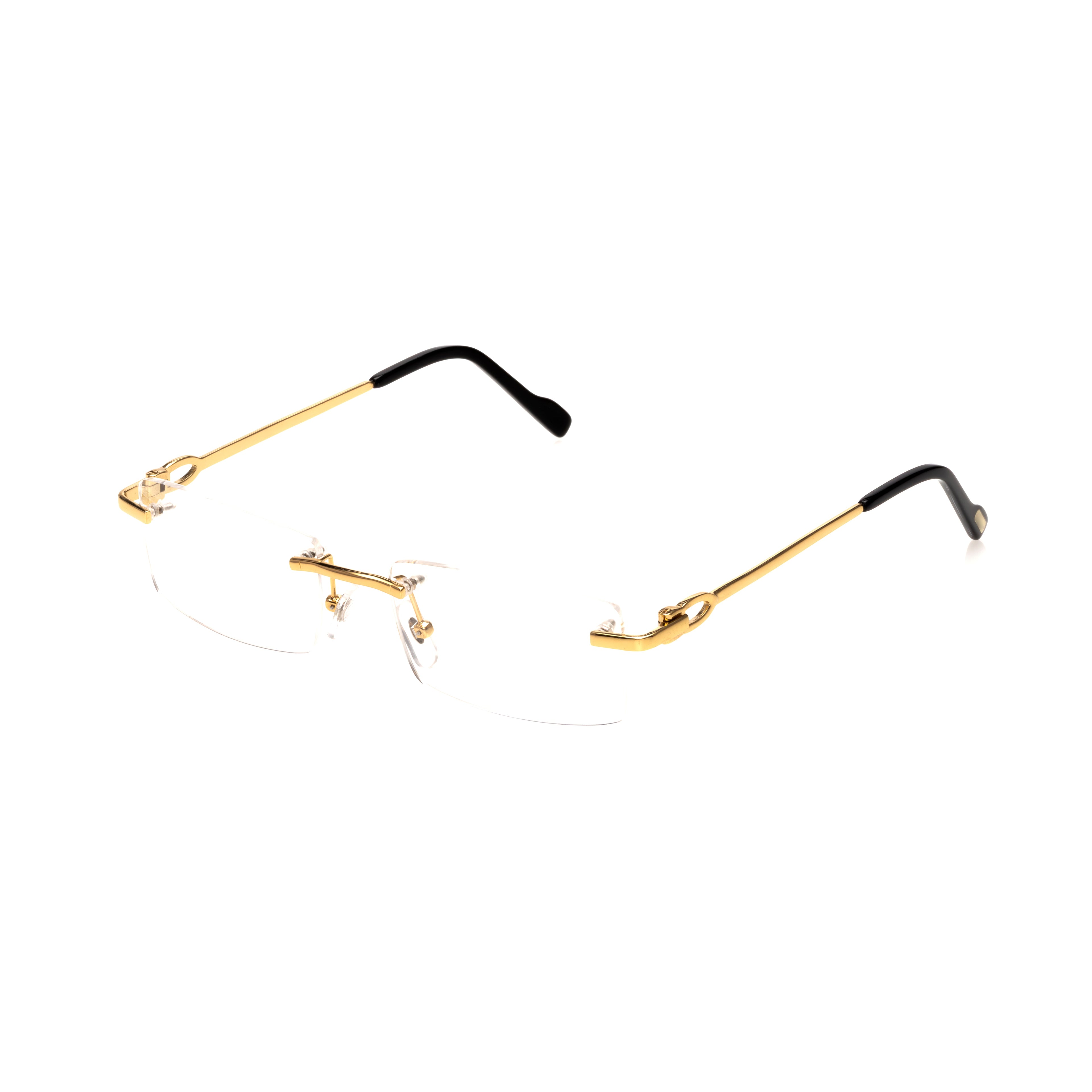 Lunettes Carré — Métal Doré Poli Sans Cerclage