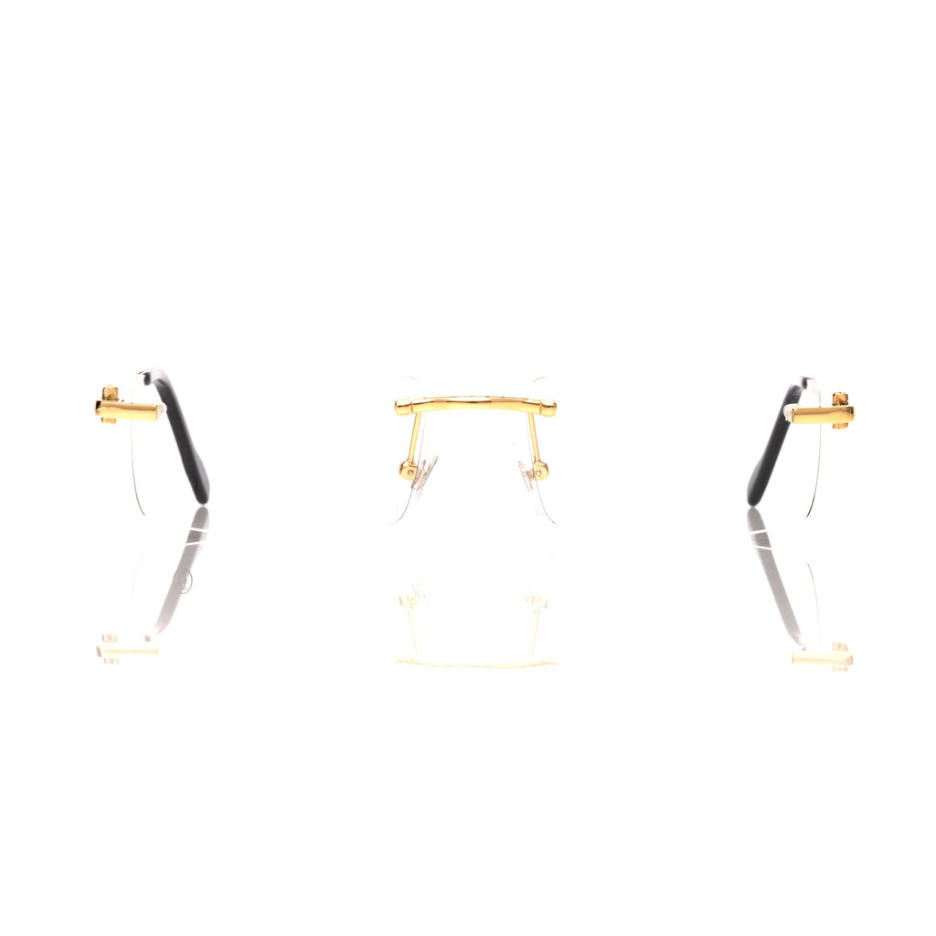 Lunettes Carré — Métal Doré Poli Sans Cerclage