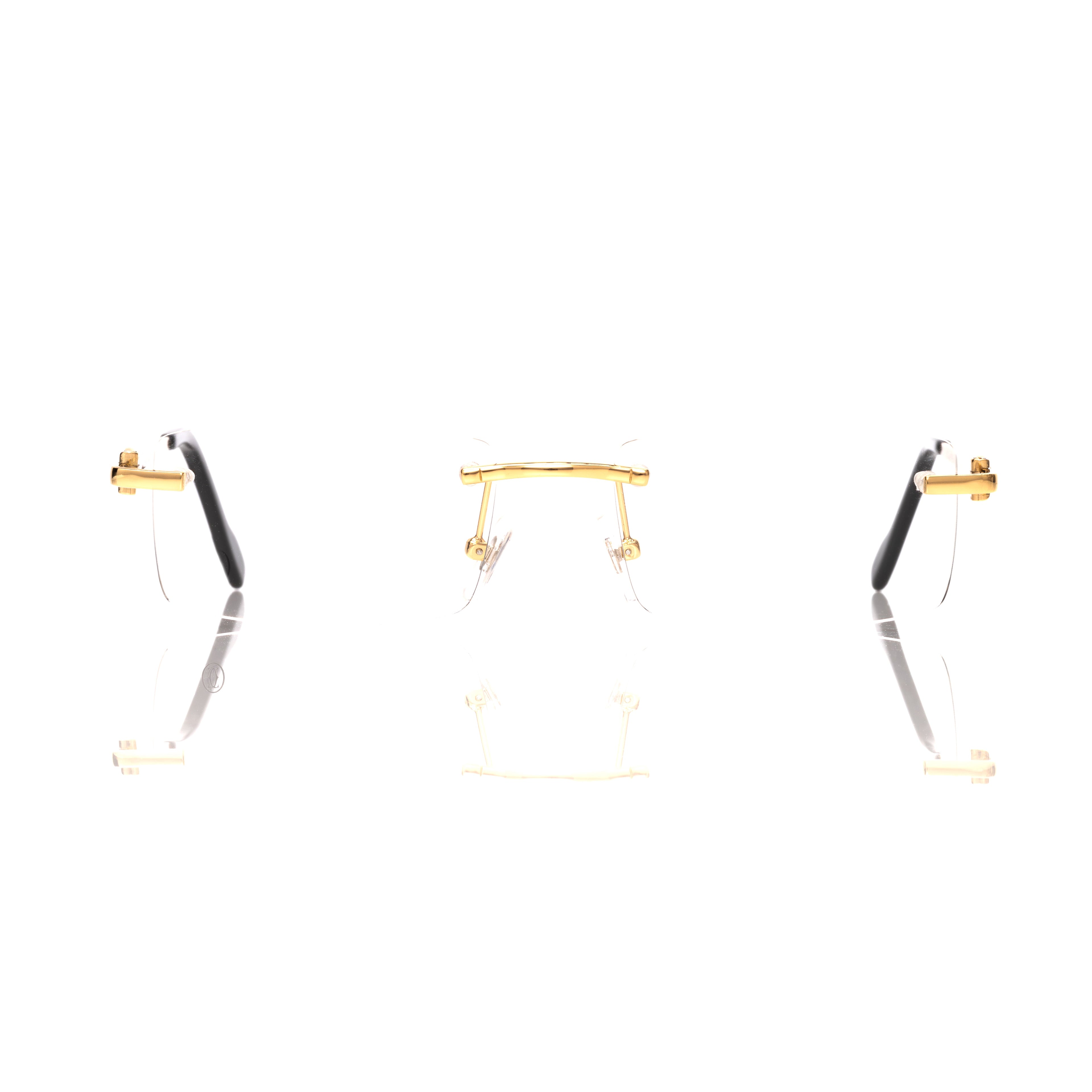 Lunettes Carré — Métal Doré Poli Sans Cerclage