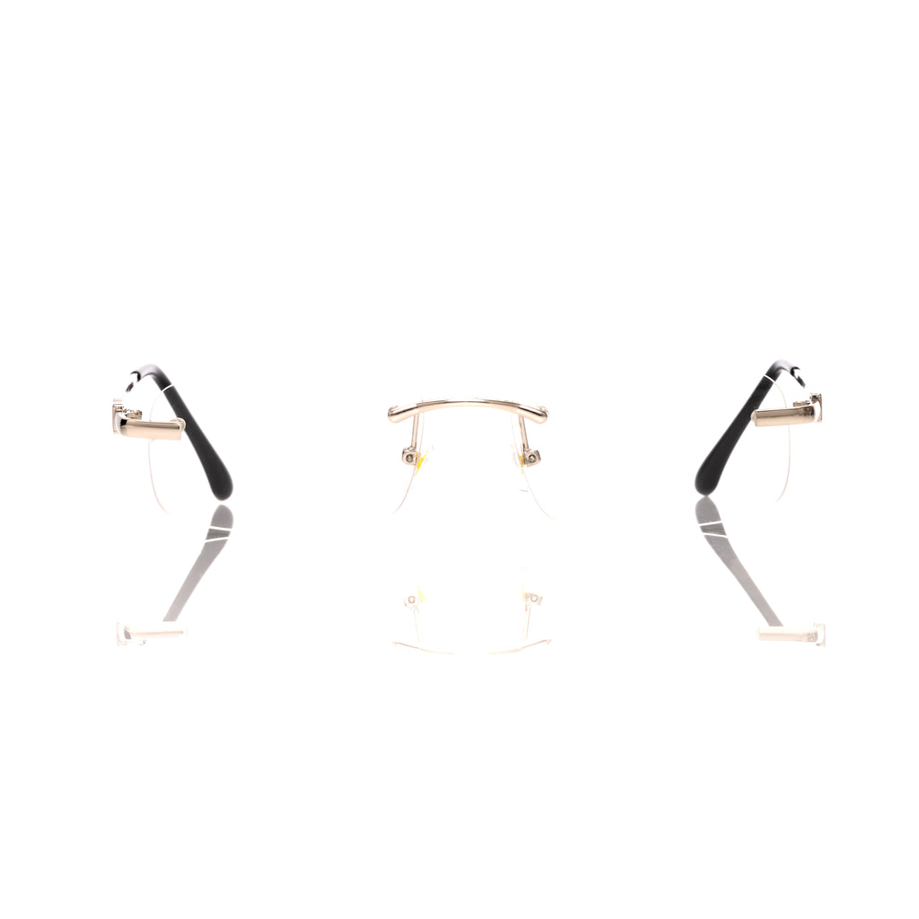 Lunettes Carré — Métal Doré Poli Sans Cerclage