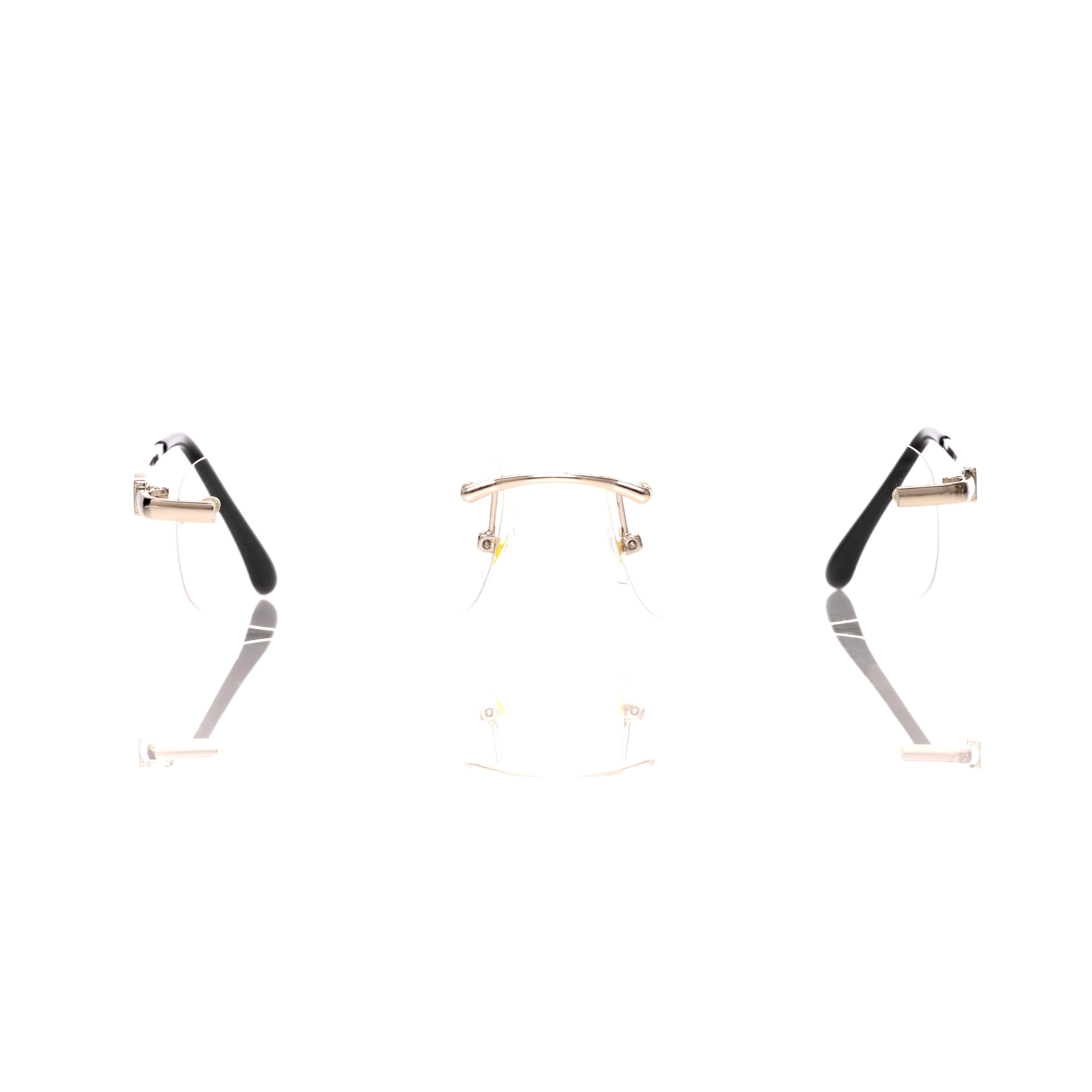 Lunettes Carré — Métal Doré Poli Sans Cerclage