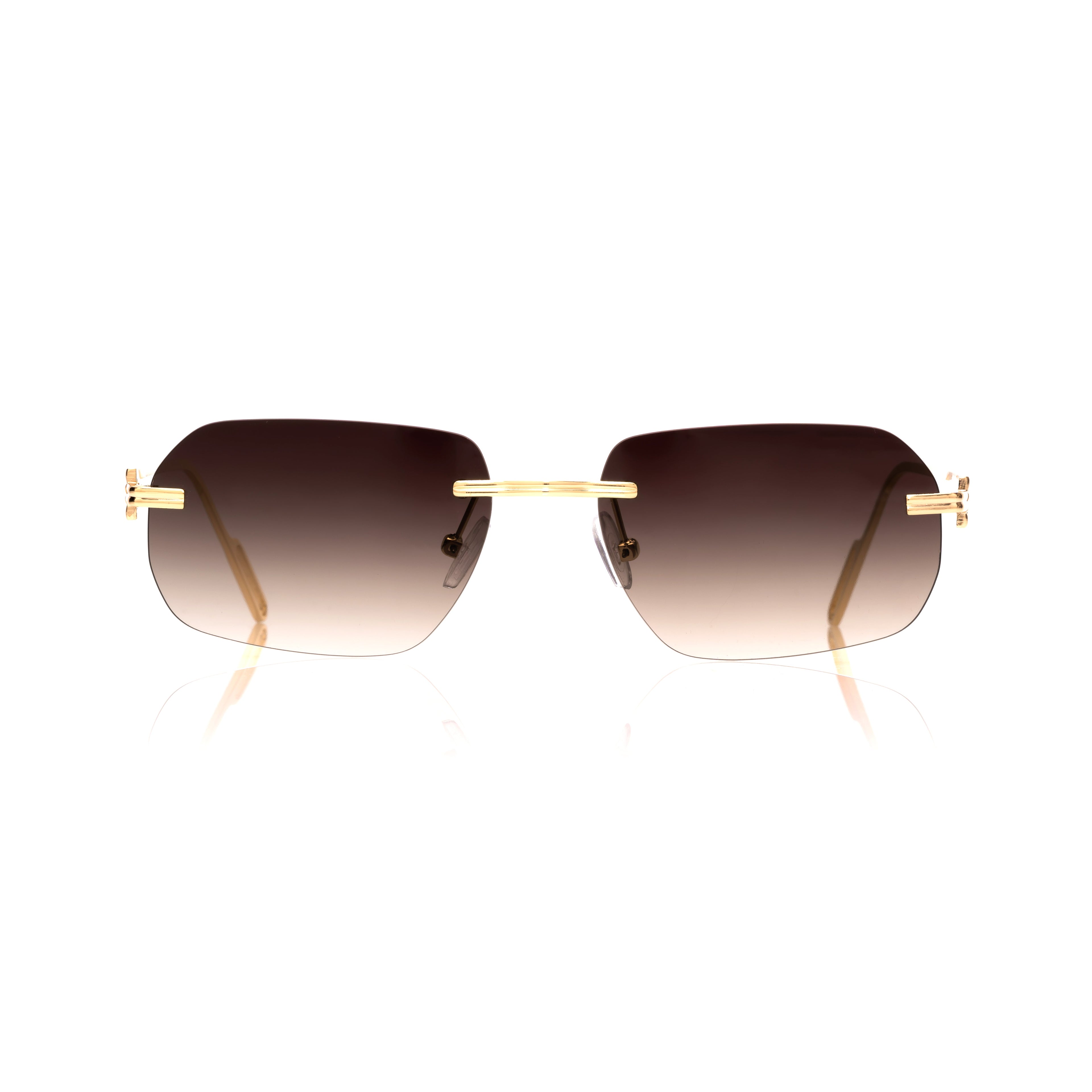 Lunettes Carré — Métal Doré & Verres Cognac Dégradé